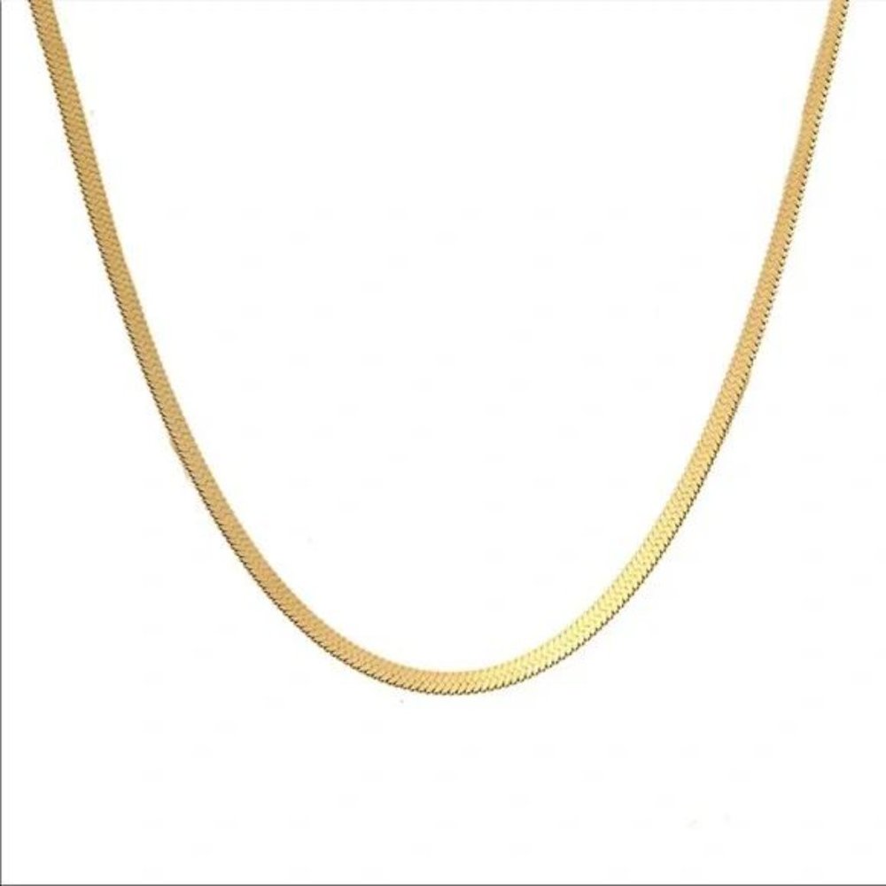 18” NEW GOLD HERRINGBONE SNAKE LINK CHAIN NECKLACE - Picture 6 of 7
